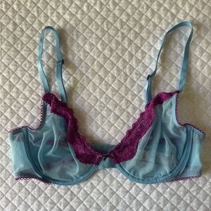 Elegant Blue and Purple Lace Bra